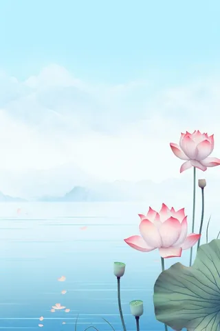 水墨大气国风荷花荷叶背景