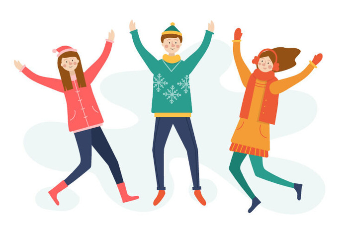 冬天服饰服装冬装穿冬装保暖冬季卡通人物男女装Ai矢量图片素材