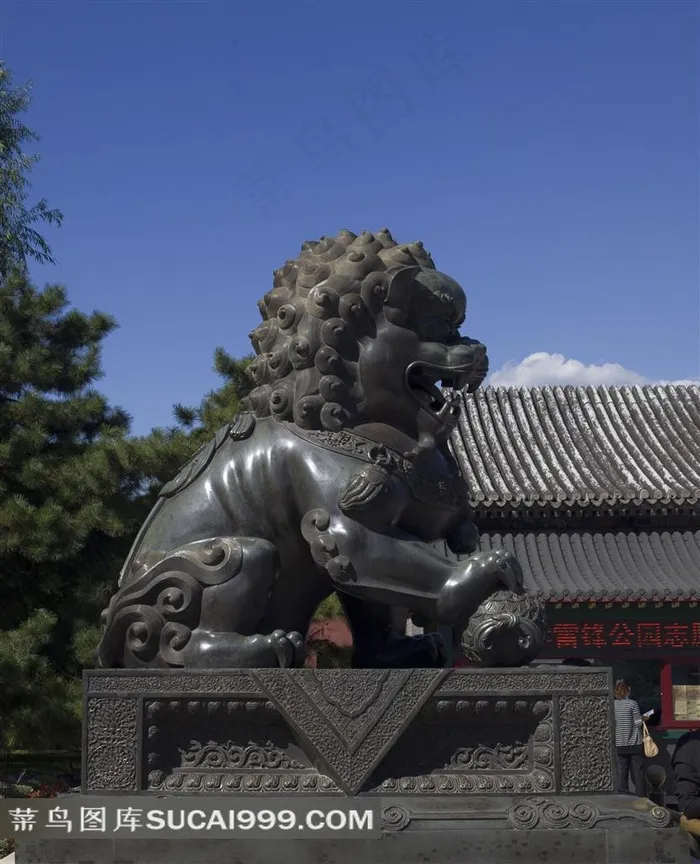 颐和园狮子雕塑摄影素材