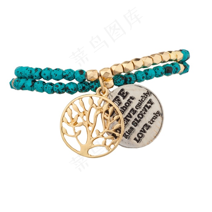 青色金色相间的项链