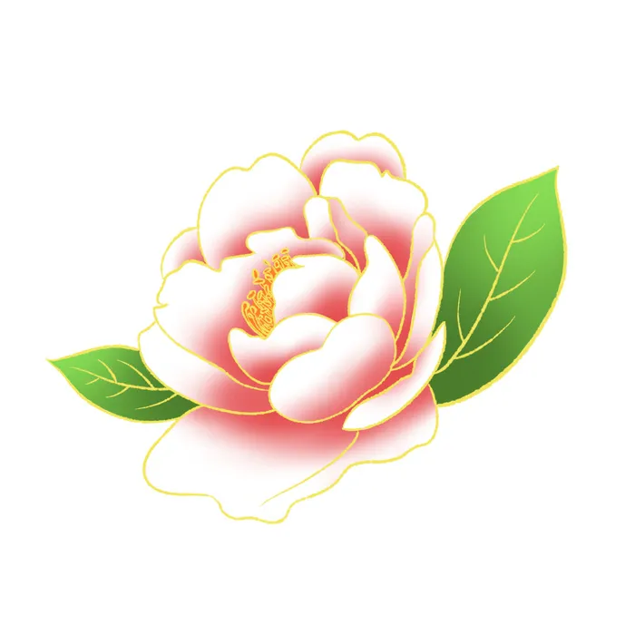 国潮风立体浮雕金边手绘花朵花卉PSD设计PNG免扣图片元素素材psd模版下载