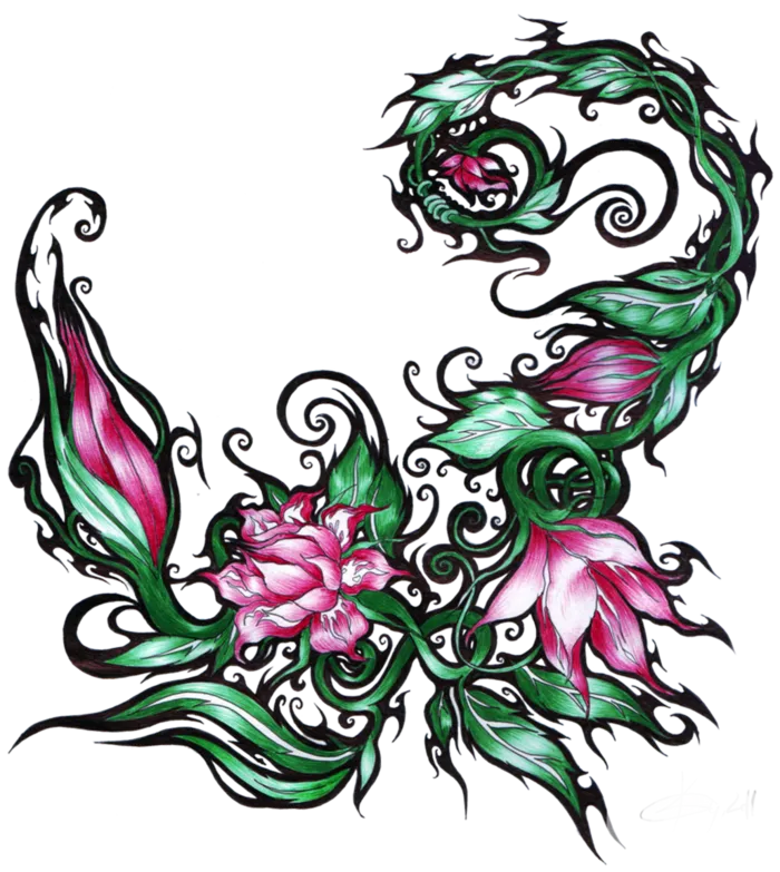 手绘花朵纹身简笔