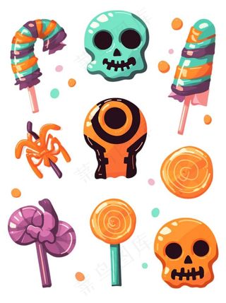 糖果万圣节不给糖果就捣蛋插画免抠