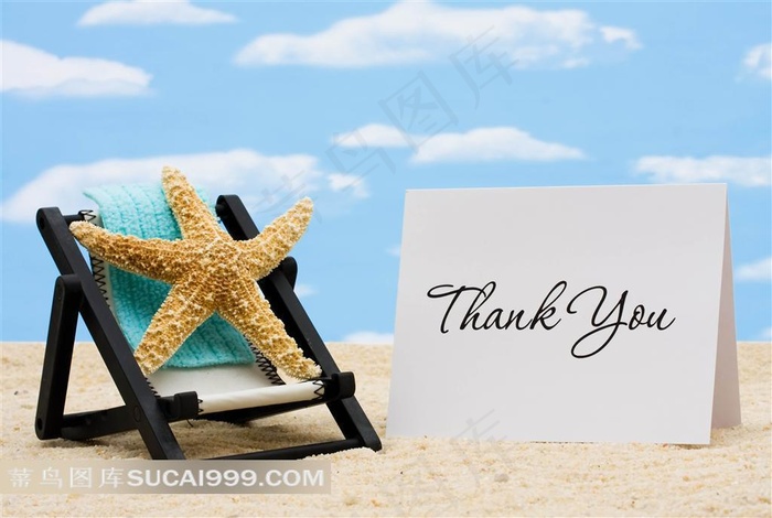 海星沙滩蓝天英文高清图片素材