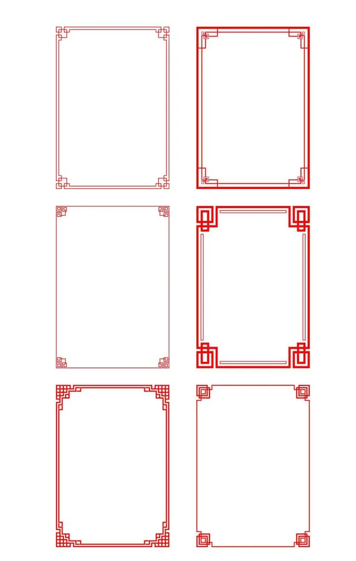 中国风红色方形边框元素A-Fpsd模版下载
