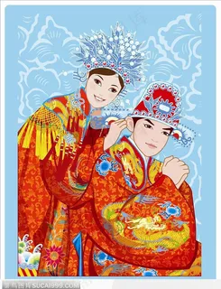 嬉戏的新婚夫妻-凤冠霞帔 嬉戏的新婚夫妻-凤冠霞帔