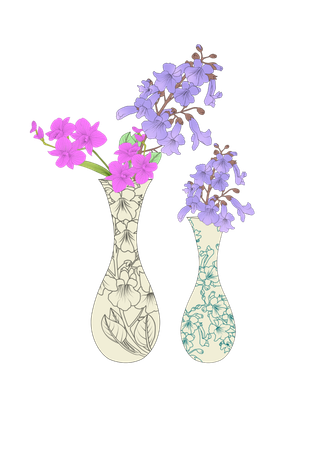 花瓶画册插画免抠素材