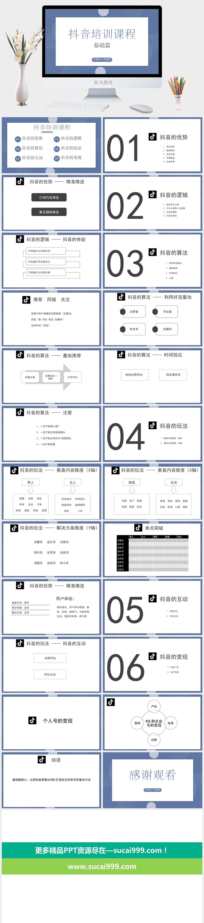 抖音短视频运营课件ppt教程策划推广营销方案PPT模板培训教学案例