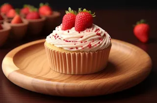 小蛋糕草莓甜点下午茶摄影图