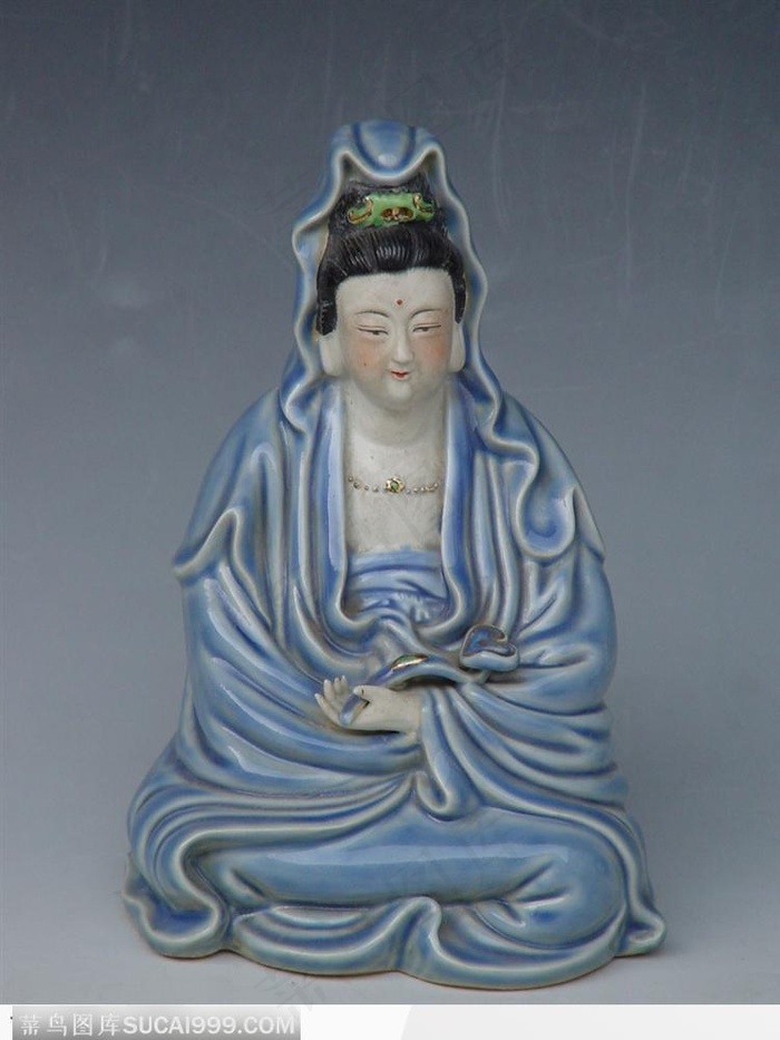传统工艺品-蓝色的观音像