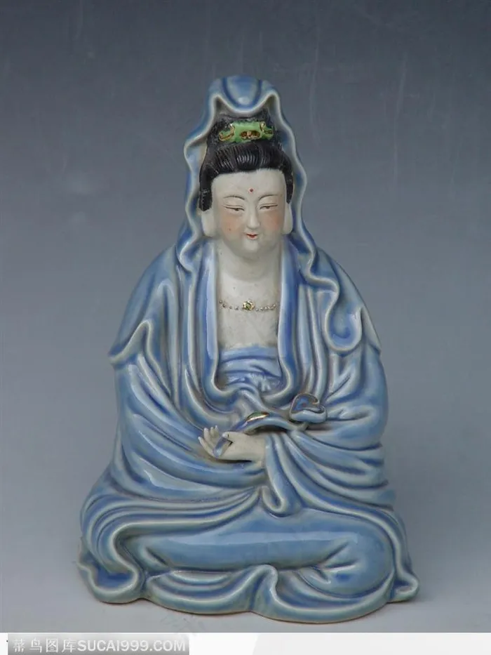 传统工艺品-蓝色的观音像