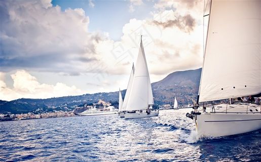 海上的帆船素材高清摄影图片