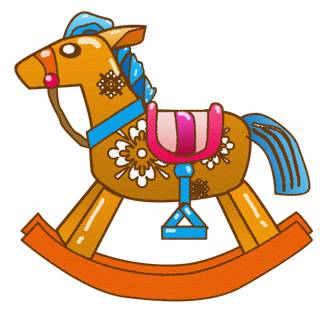 木马玩具剪贴画儿童节幼儿园插画