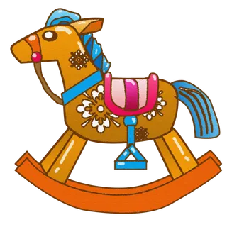 木马玩具剪贴画儿童节幼儿园插画