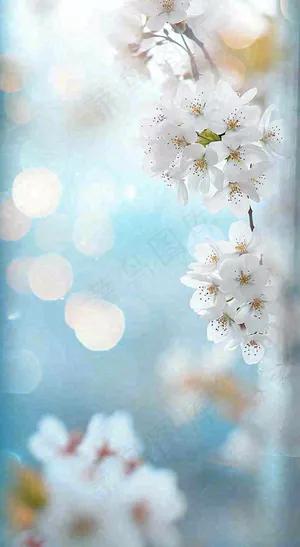 春天清新白色鲜花树枝，文艺新鲜浪漫摄影图