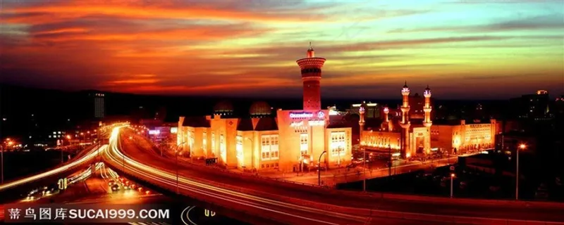 城市夜景的城堡式酒店