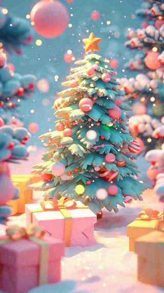圣诞节礼物温馨圣诞树缤纷彩色节日雪花浪漫