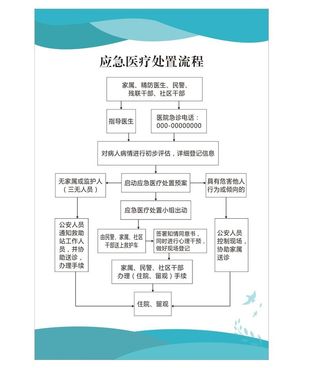 应急医疗处置流程 制度牌 医院制度牌