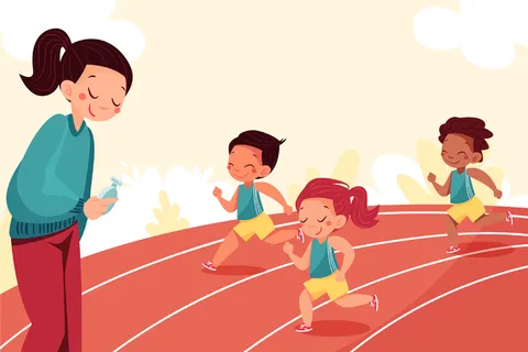 小孩跑步展板