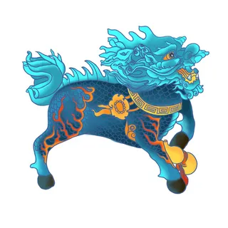 手绘山海经上古神兽夫诸凤凰麒麟青龙白虎朱雀玄武插画PSD素材