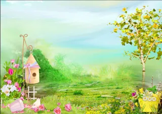 卡通儿童花卉背景