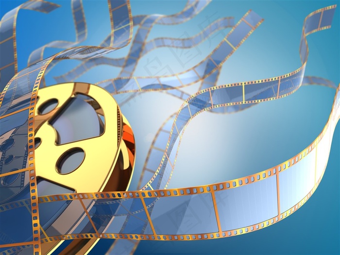 浅蓝色背景上的胶卷高清图片