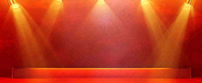 红色渐变灯光舞台质感背景