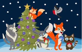 圣诞节雪花风景装饰背景墙