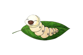 白色蚕可爱卡通