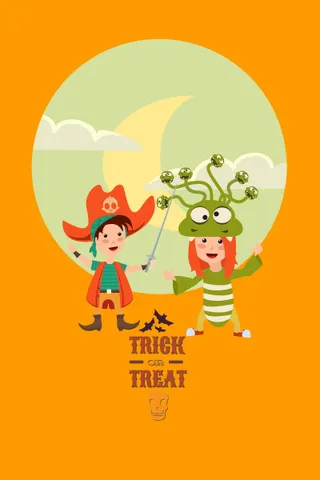 万圣节小鬼捣蛋儿童矢量插画扁平