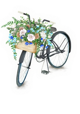 文艺复古装满花的自行车