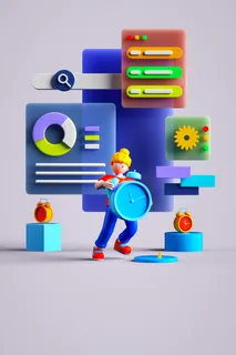 创意商务角色办公C4D立体背景海报