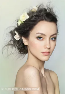 头上别着花的妆容性感美女摄影高清图片 头上别着花的妆容性感美女摄影高清图片
