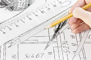 量尺圆规数学用具素描