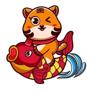 手绘2022虎年新年春节卡通老虎形象IP插画元素AI设计素材图案