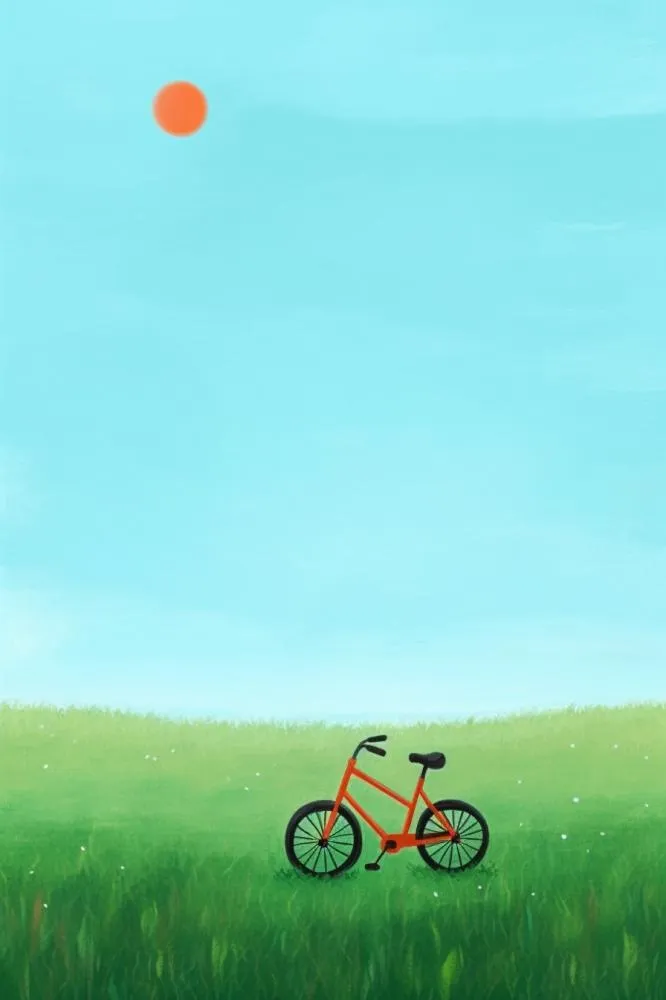夏天出游草地单车背景(896x1344)