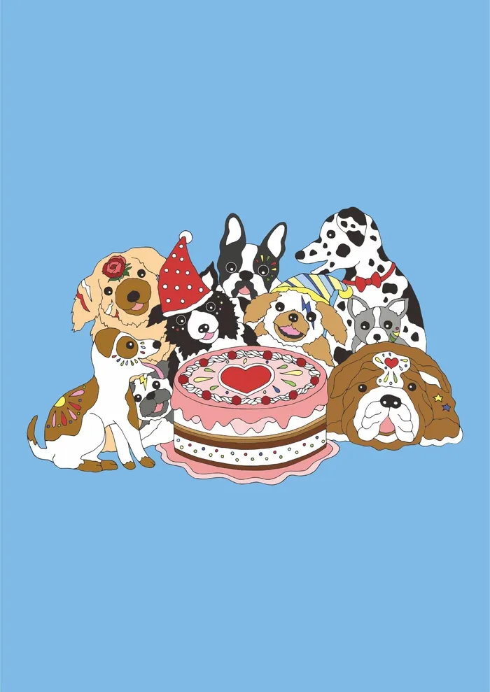 狗狗生日派对生日蛋糕cdr矢量模版下载