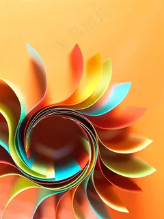 黄色背景上的彩纸折叠的花朵