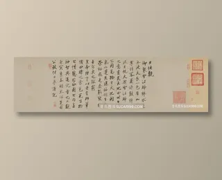 宋 蔡京 雪江归棹图卷跋 行书 绢本