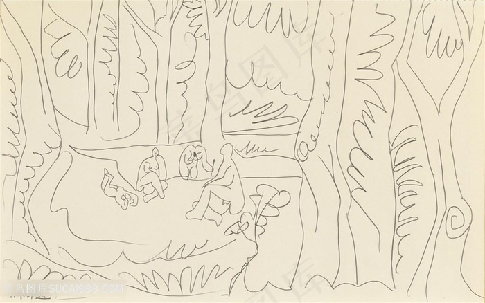 毕加索唯美线描风景画艺术装饰画