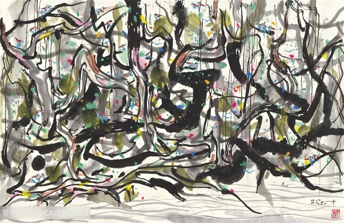 吴冠中手绘水墨唯美艺术装饰画