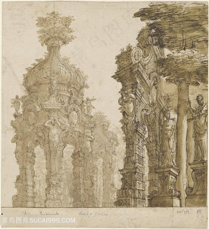 复古建筑欧式装饰画油画