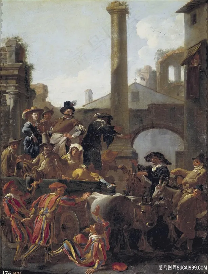 米尔，罗马狂欢节油画风景画