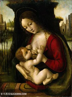 达芬奇哺乳的母亲和小孩油画图片 达芬奇哺乳的母亲和小孩油画图片