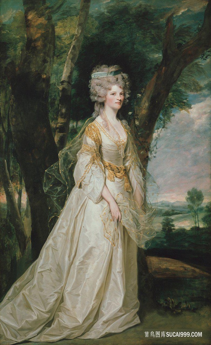 泰特油画妇人山林风景画