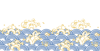 中国风鎏金浪花波浪背景免抠