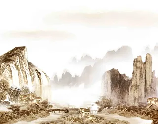古典山水背景墙