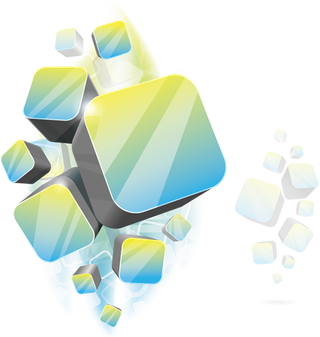 立体绿色渐变方块科技kv主视觉