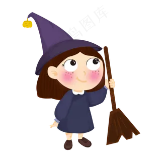 卡通万圣节手绘人物可爱小女孩
