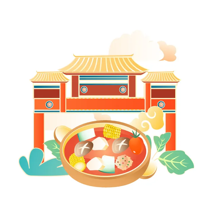 国潮中国风传统小吃食物地方特色菜美食元素插画海报图片素材ai矢量模版下载